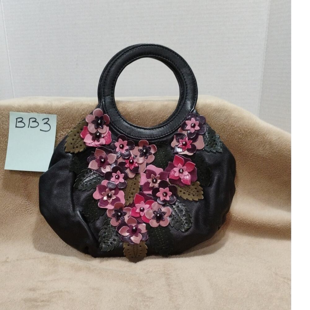 Braccialini Bag Soft Leather Floral Handbag Purse